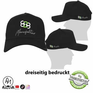 Premium FLEXFIT 5-Panel Curved Classic Snapback - dreiseitig bedruckt